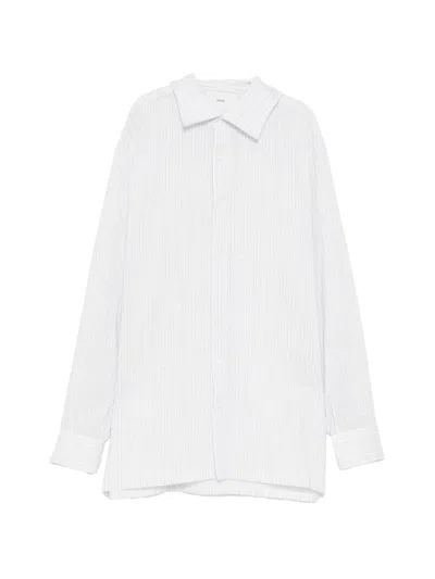 Setchu Creased Striped Shirt In White