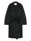Setchu Double-breasted Belted Coat In Black