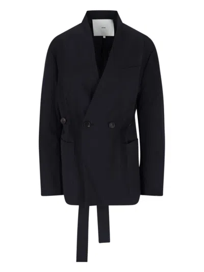 SETCHU DOUBLE-BREASTED BLAZER - NAVY