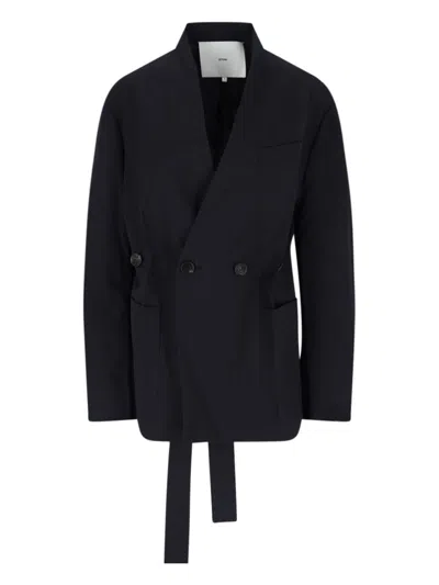 Setchu Double-breasted Blazer In Blue