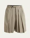 Setchu Hakama Pleated Wool Shorts In Beige