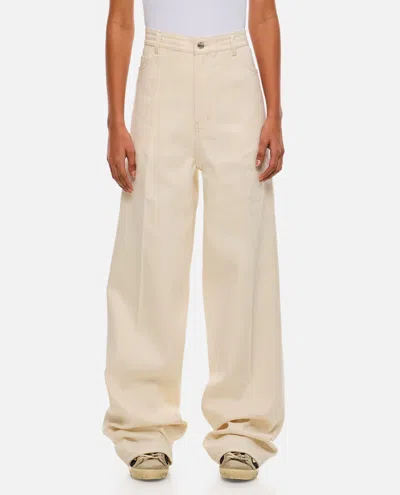 Setchu High-waisted Wide-leg Pants With Center Crease In Transparent
