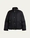 Setchu Jacquard Stripe Down Hooded Jacket In Black