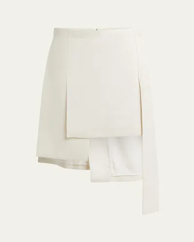 SETCHU LAYERED ASYMMETRIC SILK WOOL MIDI SKIRT