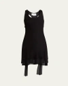 Setchu Layered Sheer Mini Tank Dress In Black