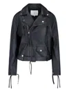 Setchu Leather Biker Jacket In Animal Print