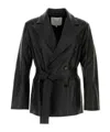 Setchu Long-sleeved Leather Jacket In Black