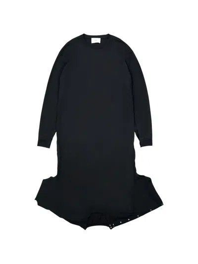 Setchu Long-sleeve Snap-button Dress In Black