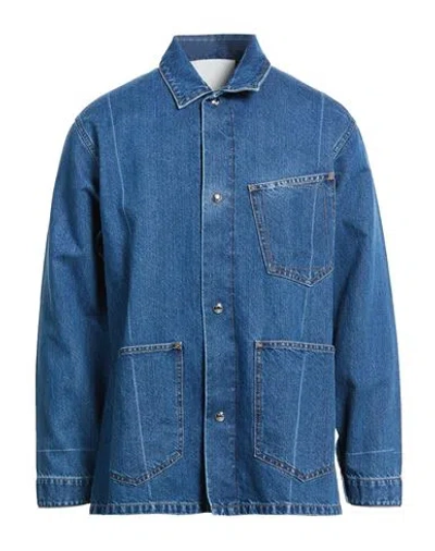 Setchu Man Denim Shirt Blue Size 4 Cotton, Paper In Pattern