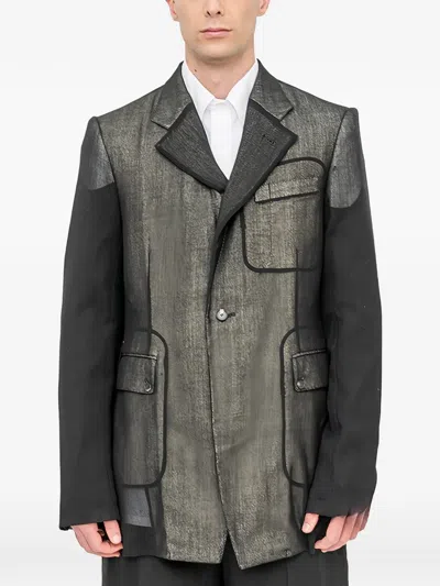 Setchu Metallic-effect Panelled Blazer In Gray