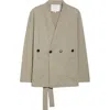 Setchu Origami Belted Virgin Wool & Cotton Jacket In Beige