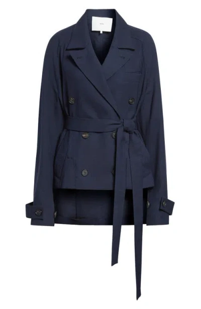 Setchu Origami Belted Virgin Wool Jacket In Blue