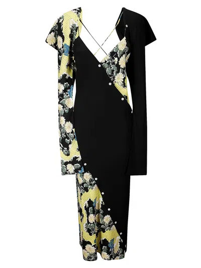 Setchu Origami Dress 2 Silk Print In Black