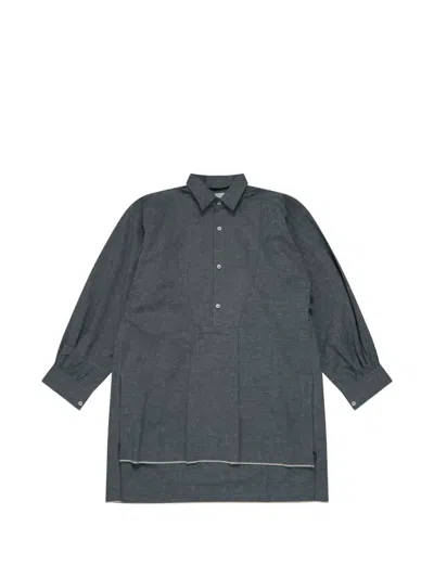 Setchu Pleated-bib Long-sleeve Shirt In Gray