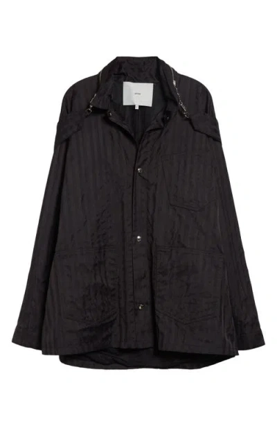 Setchu Rain Stripe Work Bag Shirt Jacket In Black