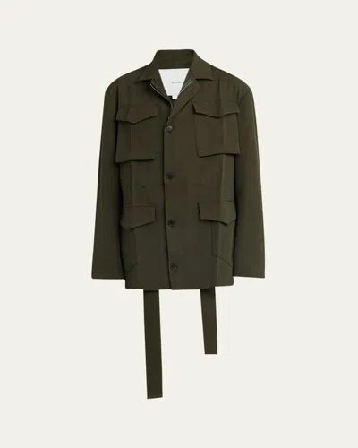 Setchu Safari Origami Wool Jacket In Dgreen