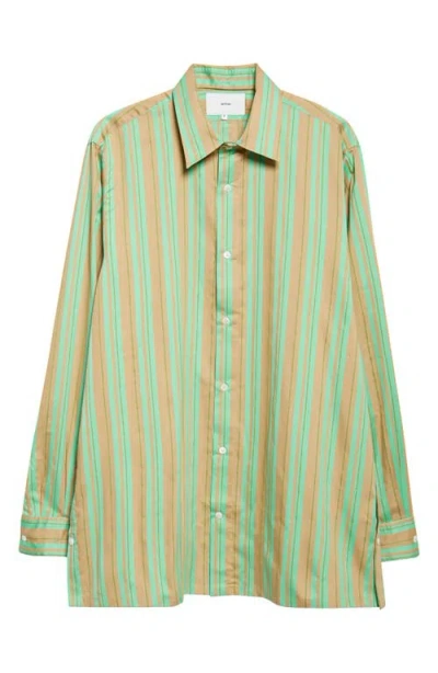 Setchu Safari Stripe Oversize Cotton & Silk Button-up Shirt In Multi