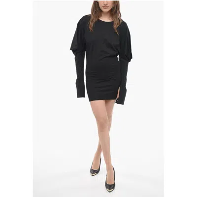 Setchu Solid Color Tee Dress With Asymmetrical Women's Sleeve
