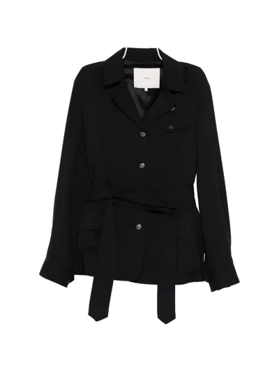 Setchu Belted Notched Jacket In Black