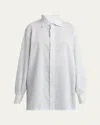 Setchu Stripe Button Down Blouse In Ltblue - Sky Stripe