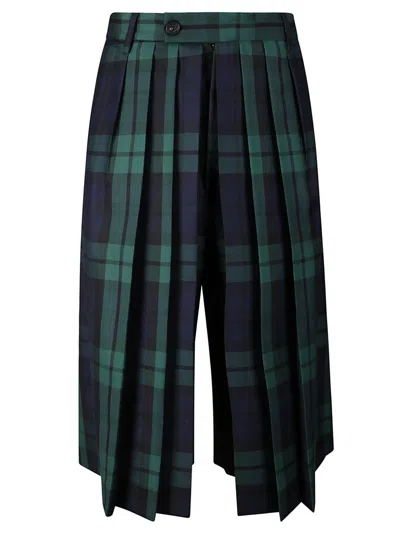 Setchu Tartan Pleated Trousers With Drawstring