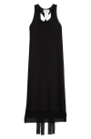 Setchu Tiered Sheer Tank Dress In Black