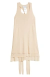 Setchu Tiered Sheer Tank Minidress In Beige