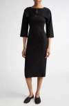 Setchu Travel Cashmere & Cotton Midi Dress & Shrug Set In Black