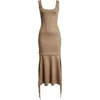 Setchu Travel Hook & Eye Cashmere & Cotton Tank Dress In Mud