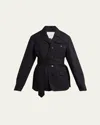 Setchu Travel Self-tie Wool Gabardine Safari Jacket In Navy