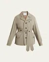 Setchu Travel Self-tie Wool Safari Jacket In Beige