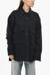 Setchu Oversized Button Down Wool Cashmere Top In Black