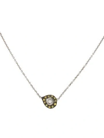 Pre-owned Sethi Couture 18k Diamond Plume Pendant Necklace, 16" In Multicolor