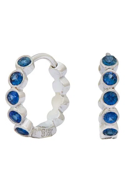 Sethi Couture 18k Gold Sapphire Huggie Hoop Earrings In Blue