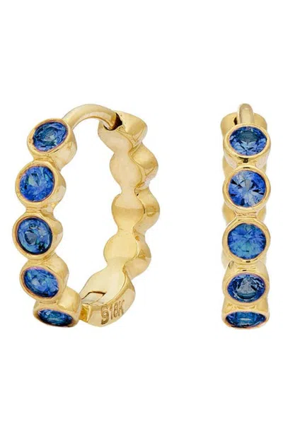 Sethi Couture 18k Gold Sapphire Huggie Hoop Earrings