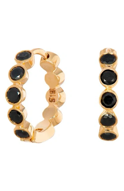 Sethi Couture Black Diamond Bezel Hoop Earrings In Yellow Gold