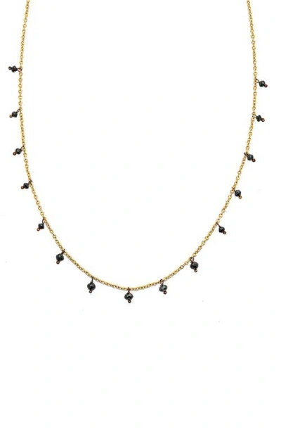 Sethi Couture Black Diamond Drop Necklace In Gold