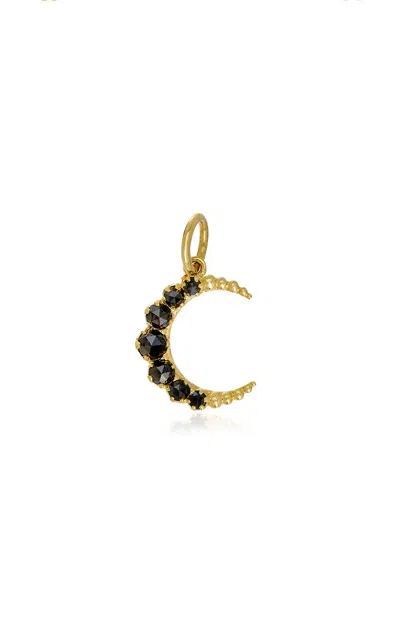 Sethi Couture Crescent Small 18k Yellow Gold Black Diamond Pendant