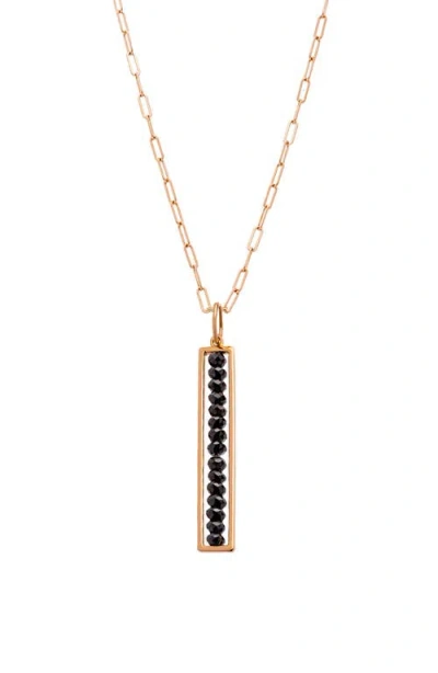 Sethi Couture Leila Black Diamond Bar Pendant Necklace In 18k Rg/14k Chain
