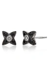 Sethi Couture Lumiere Black & White Diamond Stud Earrings In 18k White Gold