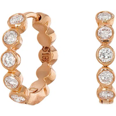 Sethi Couture Modern Diamond Bezel Hoop Earrings In Rose Gold