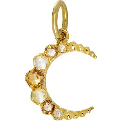 Sethi Couture Multicolor Diamond Crescent Pendant In Yellow Gold