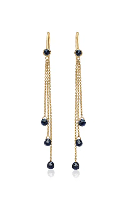 Sethi Couture Noir Black Diamond 18k Yellow Gold Earrings In Gold
