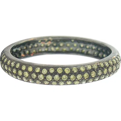 Sethi Couture Pav� Diamond Band Ring In Black Rhodium/green Diamond
