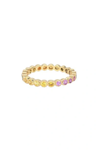 Sethi Couture Rainbow Sapphire Ring In Yellow Gold