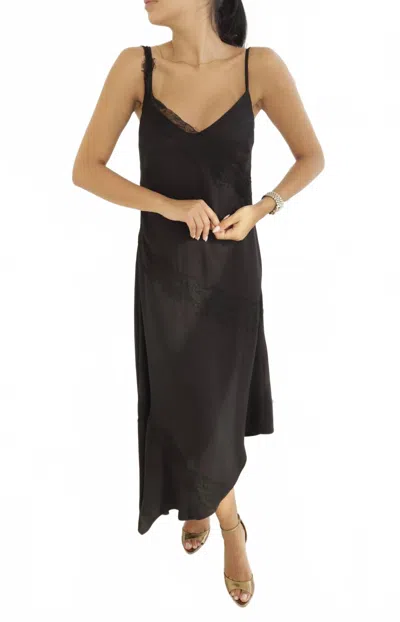Setre Asymmetrical Dress With Lace Trim In Black
