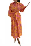 Setre Belted Maxi Shirt Dress In Pink/orange In Orange
