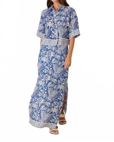 Setre Boxy Shirt And Linen Skirt Set In Print