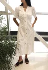 Setre Button Down Midi Dress In Ecru