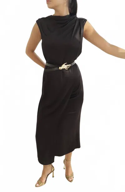 Setre Draped Midi Dress In Black